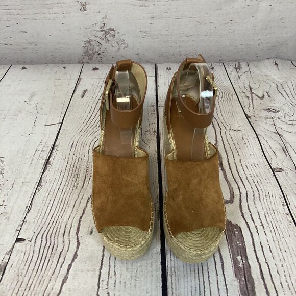 Marc Fisher Adalyn Sandal Womens 9.5 Tan‎ Suede Leather Espadrille Wedge ITM751 - Picture 3 of 12
